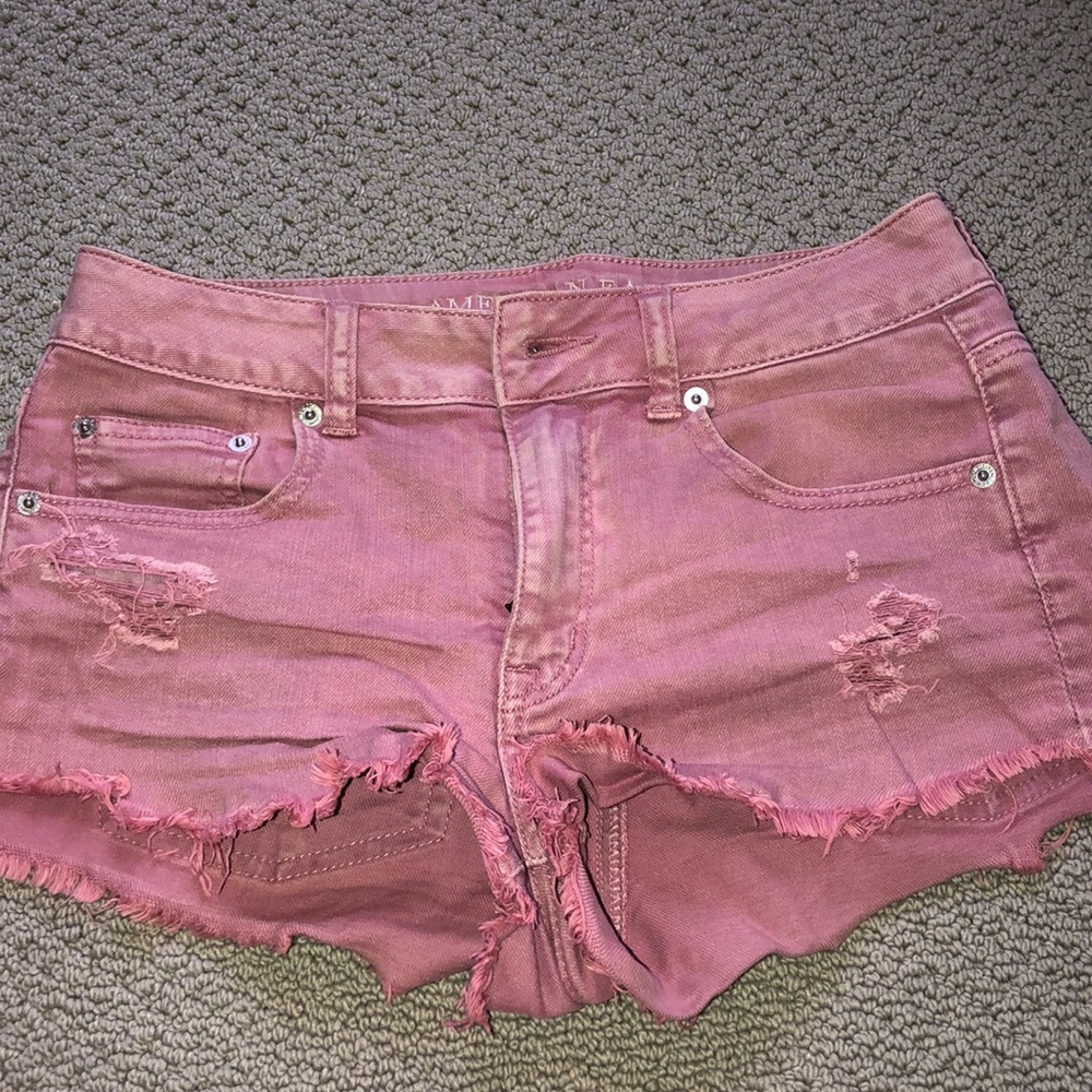 American Eagle Pink stretch Jean shorts (size 4)